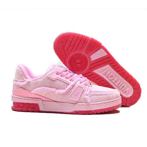 LV Trainer Pink Frayed Denim